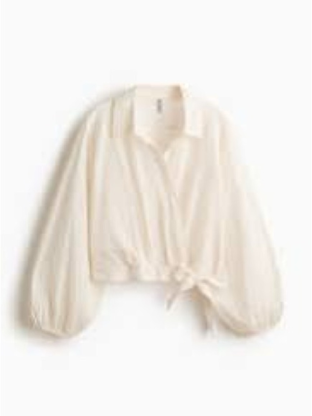 Storia Cream Tie-Waist Balloon Sleeve Button-Down
